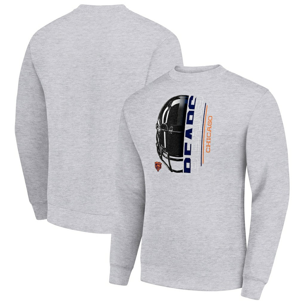 Chicago Bears Starter Half Helmet Team Graphic Tri-Blend Fleece Pullover Sweatshirt - Heather Gray sale