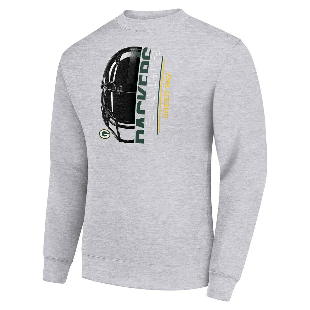 Green Bay Packers Starter Half Helmet Team Graphic Tri-Blend Fleece Pullover Sweatshirt - Heather Gray discount