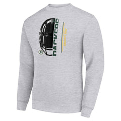 Green Bay Packers Starter Half Helmet Team Graphic Tri-Blend Fleece Pullover Sweatshirt - Heather Gray discount