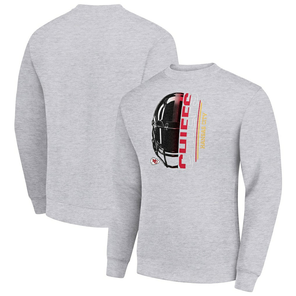 Kansas City Chiefs Starter Half Helmet Team Graphic Tri-Blend Fleece Pullover Sweatshirt - Heather Gray online