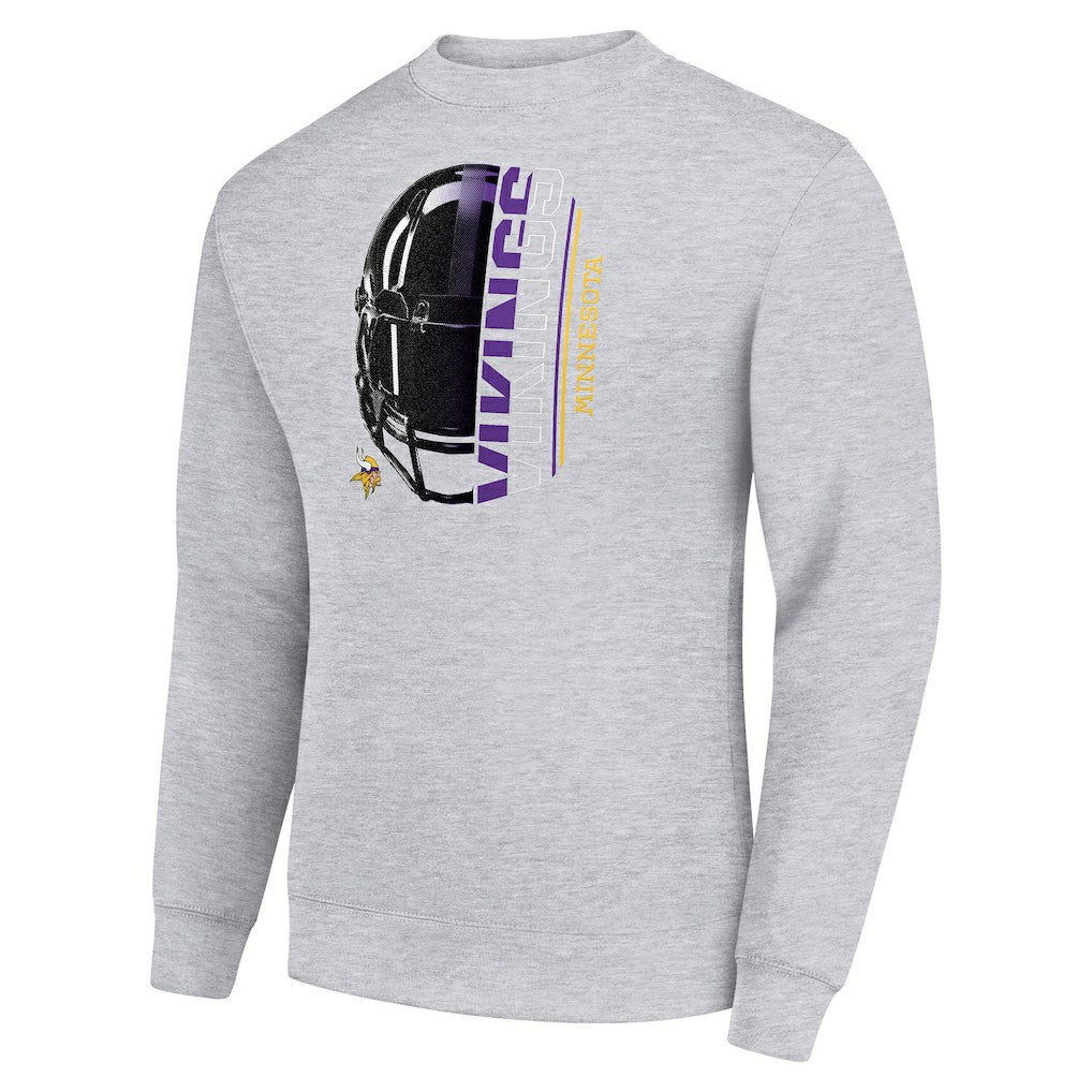 Minnesota Vikings Starter Half Helmet Team Graphic Tri-Blend Fleece Pullover Sweatshirt - Heather Gray discount
