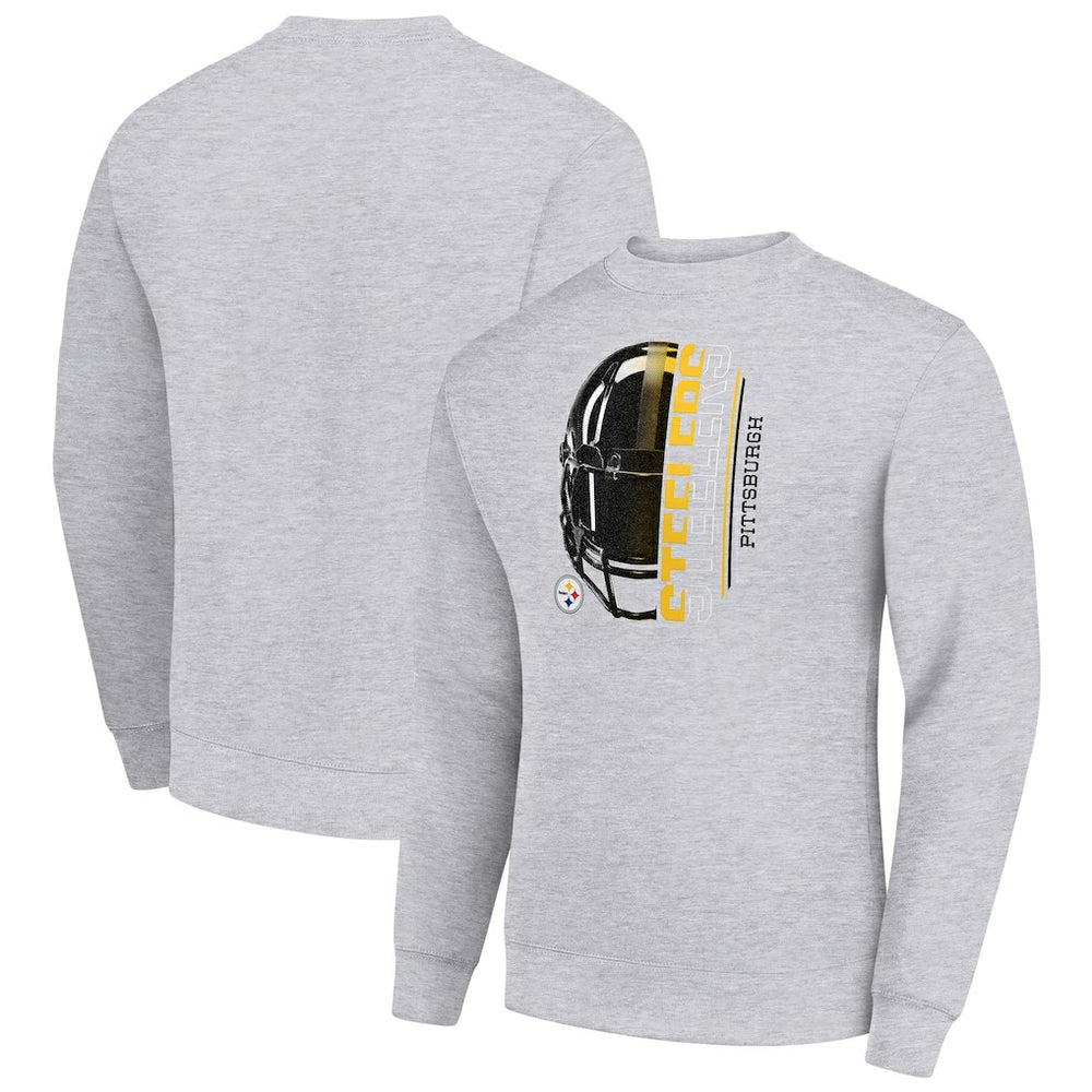 Pittsburgh Steelers Starter Half Helmet Team Graphic Tri-Blend Fleece Pullover Sweatshirt - Heather Gray cheap