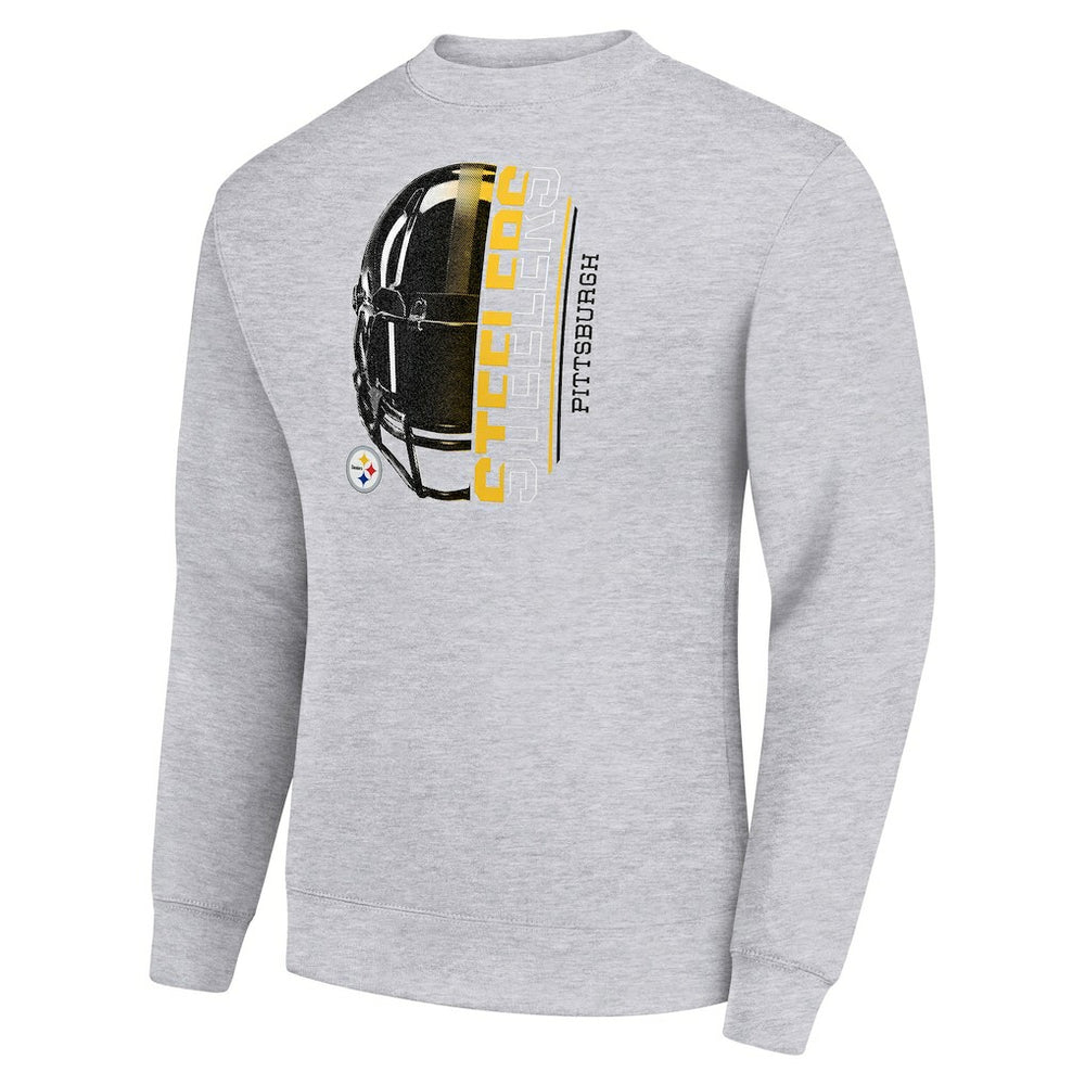 Pittsburgh Steelers Starter Half Helmet Team Graphic Tri-Blend Fleece Pullover Sweatshirt - Heather Gray cheap