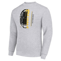 Pittsburgh Steelers Starter Half Helmet Team Graphic Tri-Blend Fleece Pullover Sweatshirt - Heather Gray cheap