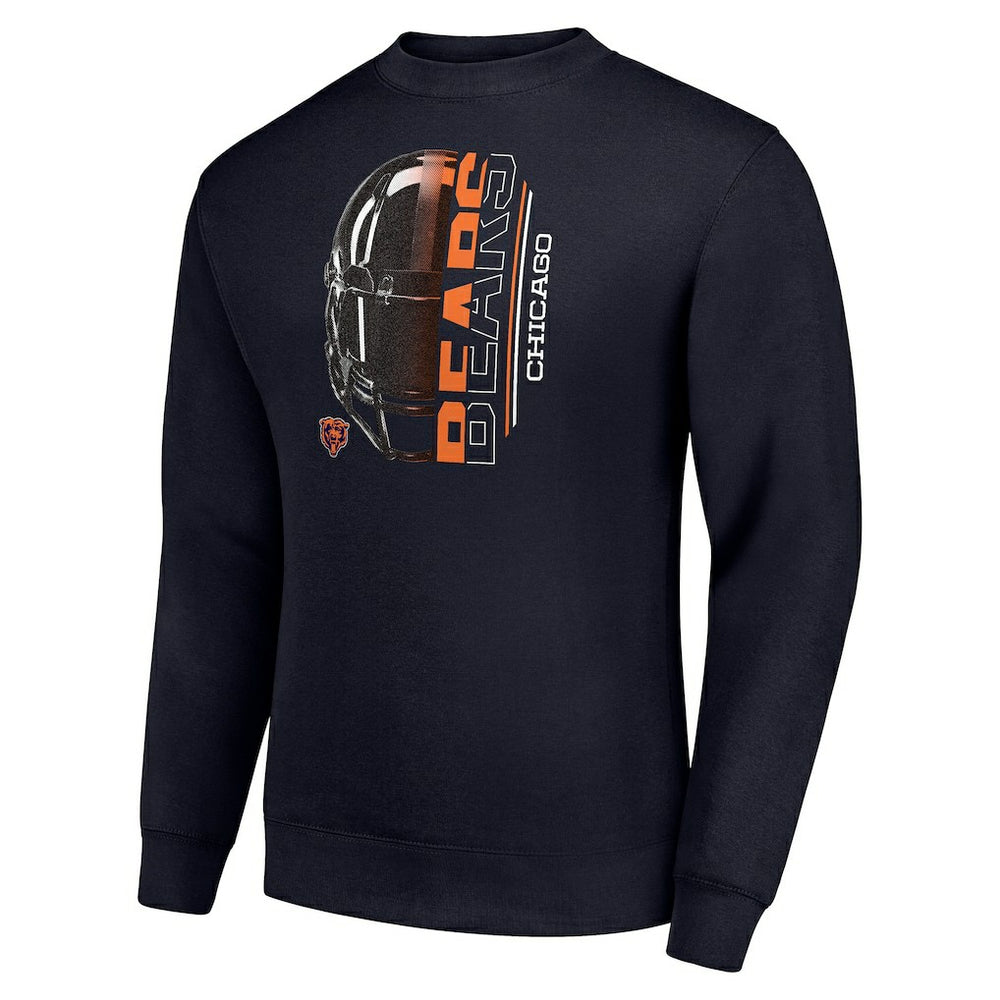 Chicago Bears Starter Half Helmet Team Graphic Tri-Blend Fleece Pullover Sweatshirt - Navy on sale