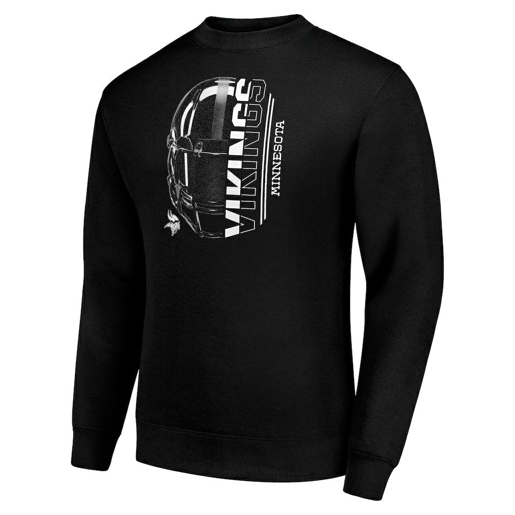 Minnesota Vikings Starter Half Helmet Team Graphic Tri-Blend Fleece Pullover Sweatshirt - Black sale