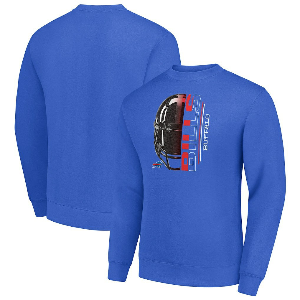 Buffalo Bills Starter Half Helmet Team Graphic Tri-Blend Fleece Pullover Sweatshirt - Royal discount