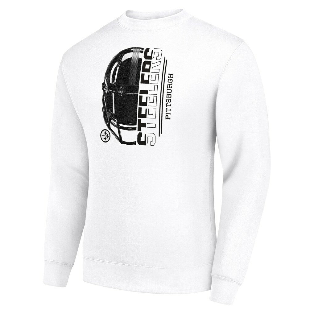 Pittsburgh Steelers Starter Half Helmet Team Graphic Tri-Blend Fleece Pullover Sweatshirt - White discount