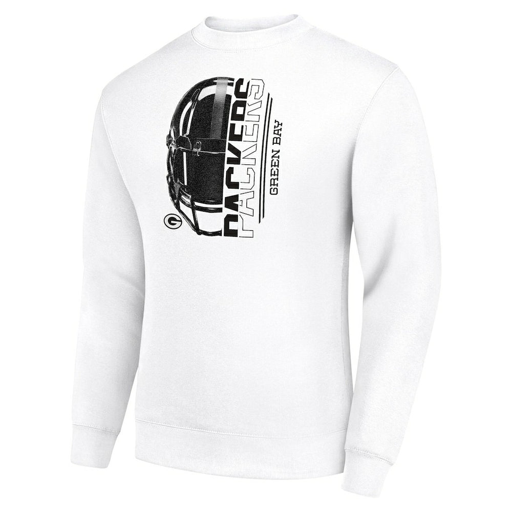 Green Bay Packers Starter Half Helmet Team Graphic Tri-Blend Fleece Pullover Sweatshirt - White outlet