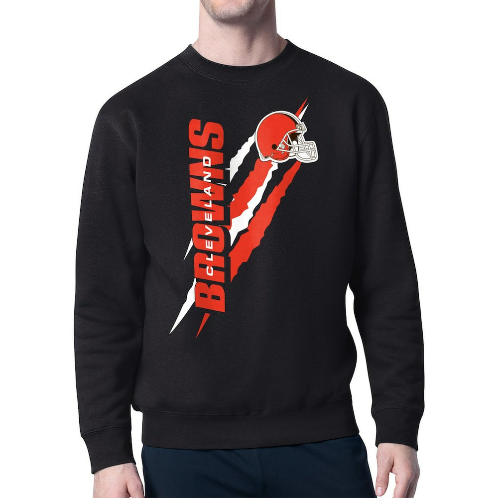 Cleveland Browns Starter Color Scratch Team Graphic Fleece Pullover Sweatshirt - Black discount