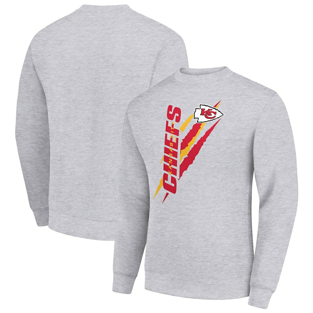 Kansas City Chiefs Starter Color Scratch Team Graphic Fleece Pullover Sweatshirt - Heather Gray for sale