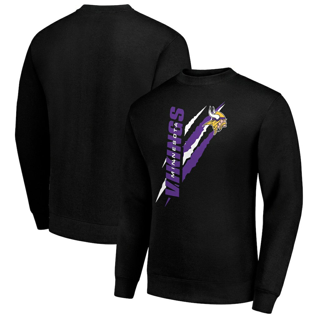 Minnesota Vikings Starter Color Scratch Team Graphic Fleece Pullover Sweatshirt - Black on sale