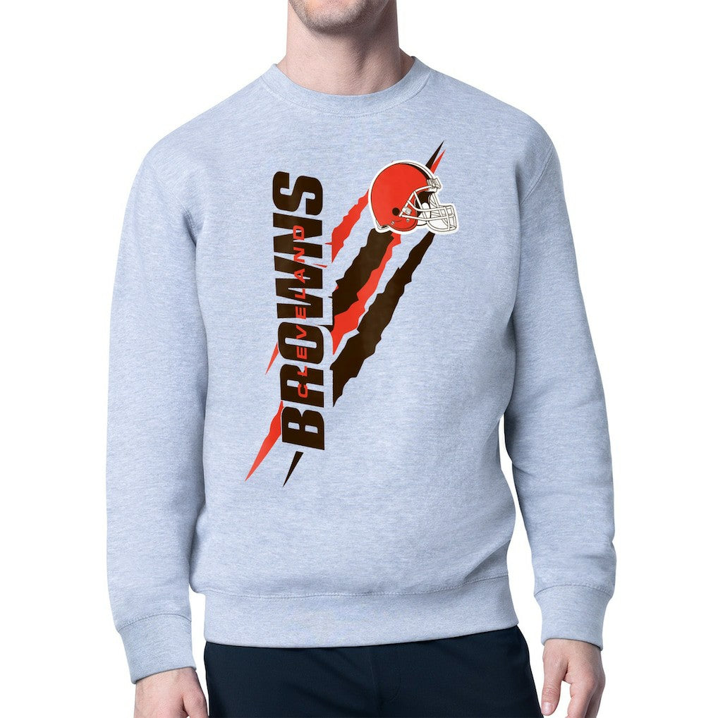 Cleveland Browns Starter Color Scratch Team Graphic Fleece Pullover Sweatshirt - Heather Gray on sale