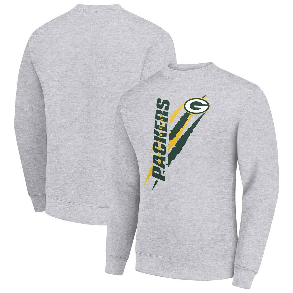 Green Bay Packers Starter Color Scratch Team Graphic Fleece Pullover Sweatshirt - Heather Gray cheap