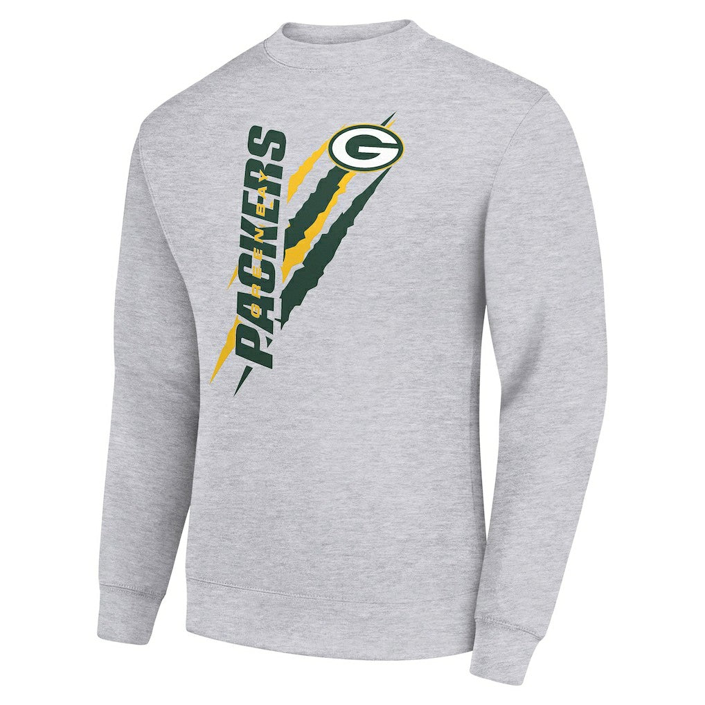 Green Bay Packers Starter Color Scratch Team Graphic Fleece Pullover Sweatshirt - Heather Gray cheap