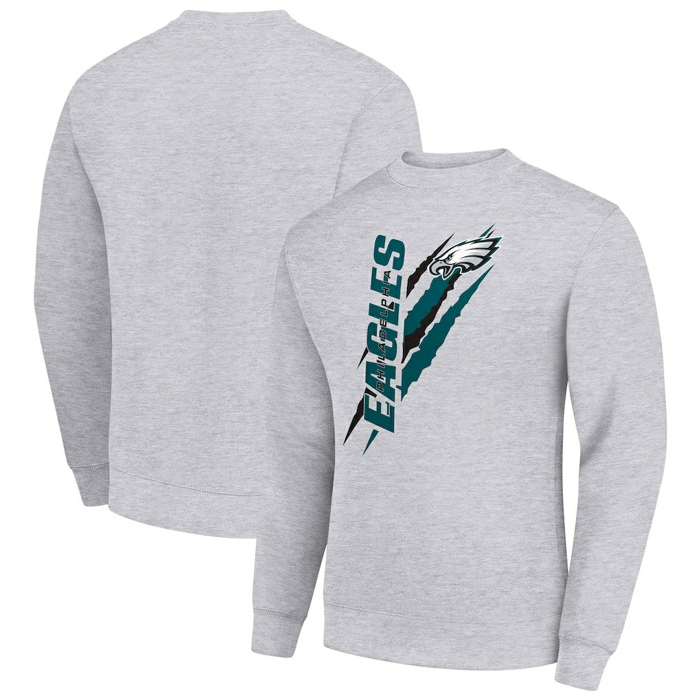 Philadelphia Eagles Starter Color Scratch Team Graphic Fleece Pullover Sweatshirt - Heather Gray for sale