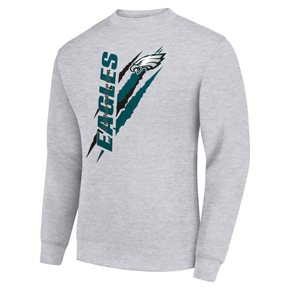 Philadelphia Eagles Starter Color Scratch Team Graphic Fleece Pullover Sweatshirt - Heather Gray for sale