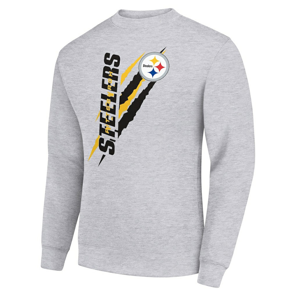 Pittsburgh Steelers Starter Color Scratch Team Graphic Fleece Pullover Sweatshirt - Heather Gray cheap