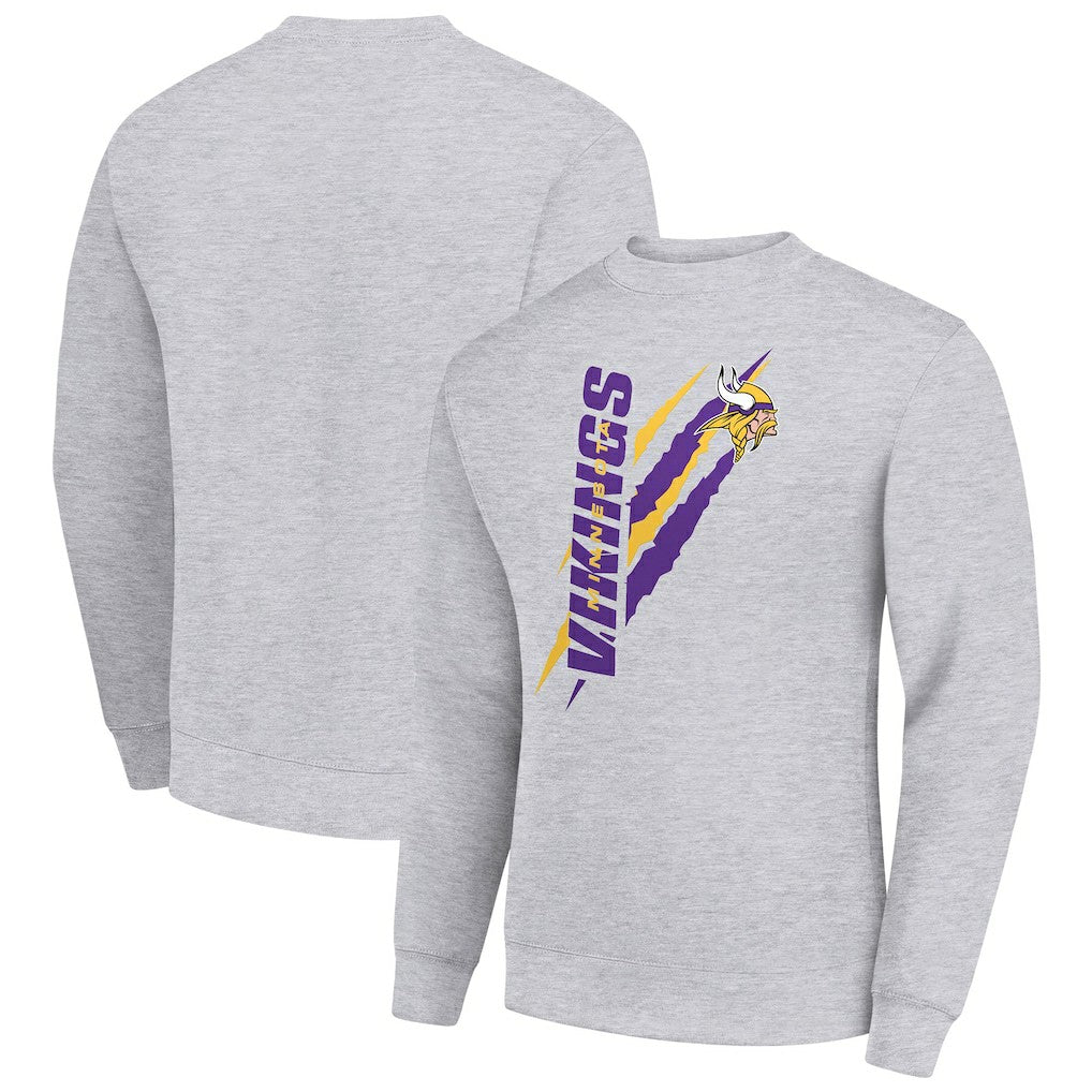 Minnesota Vikings Starter Color Scratch Team Graphic Fleece Pullover Sweatshirt - Heather Gray cheap