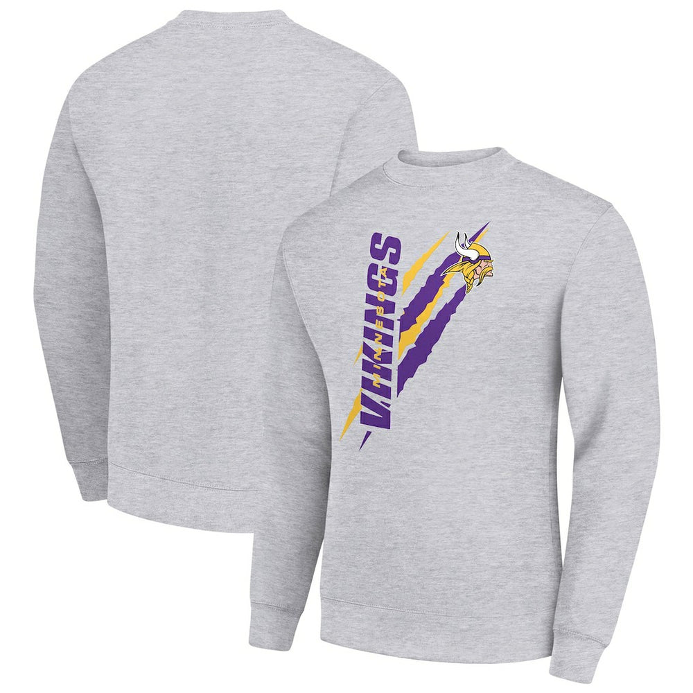 Minnesota Vikings Starter Color Scratch Team Graphic Fleece Pullover Sweatshirt - Heather Gray cheap