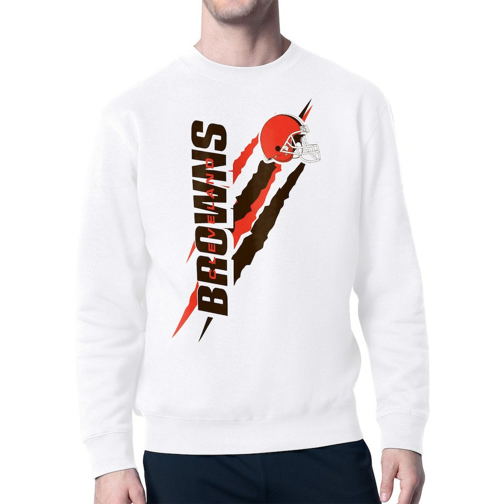 Cleveland Browns Starter Color Scratch Team Graphic Fleece Pullover Sweatshirt - White sale