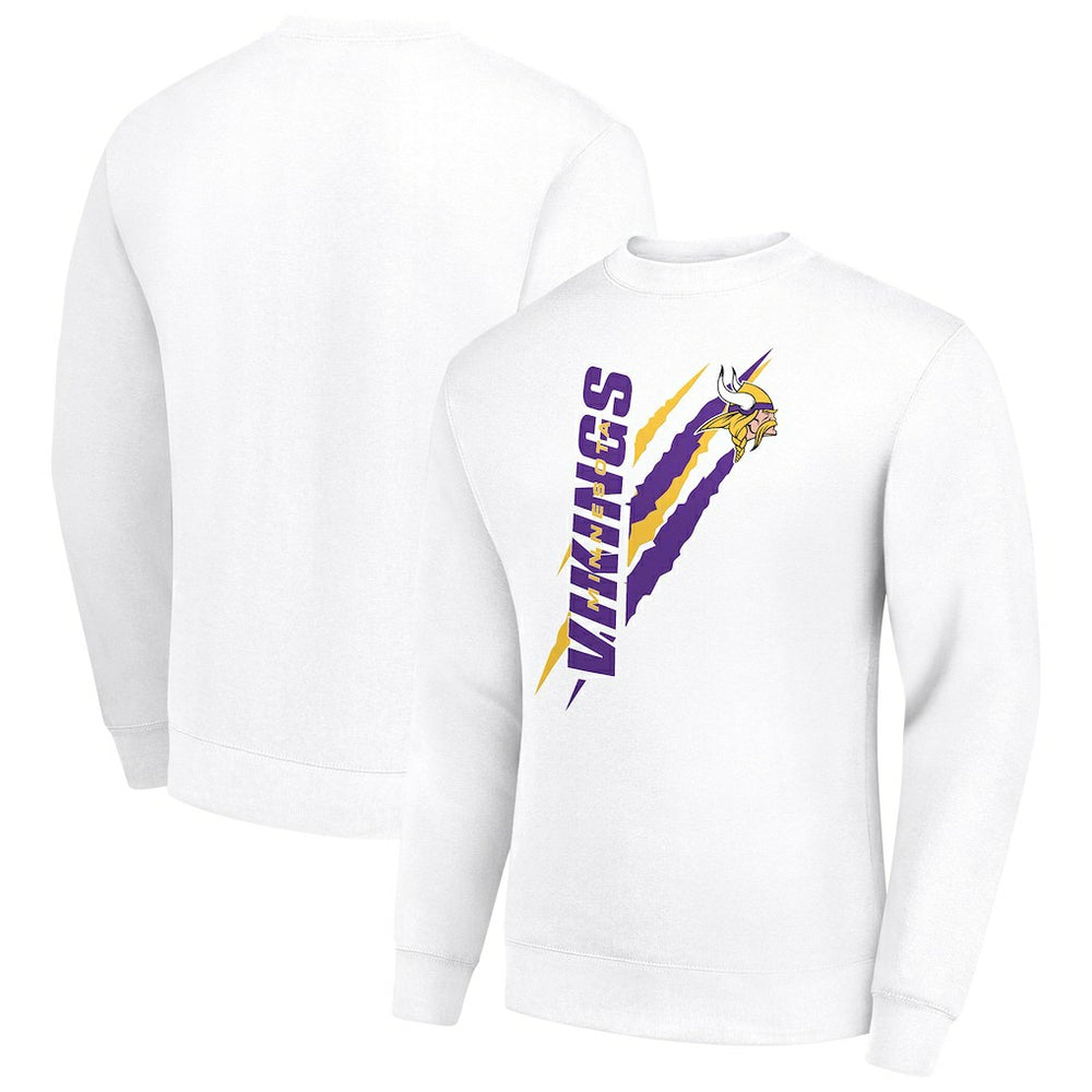 Minnesota Vikings Starter Color Scratch Team Graphic Fleece Pullover Sweatshirt - White cheap