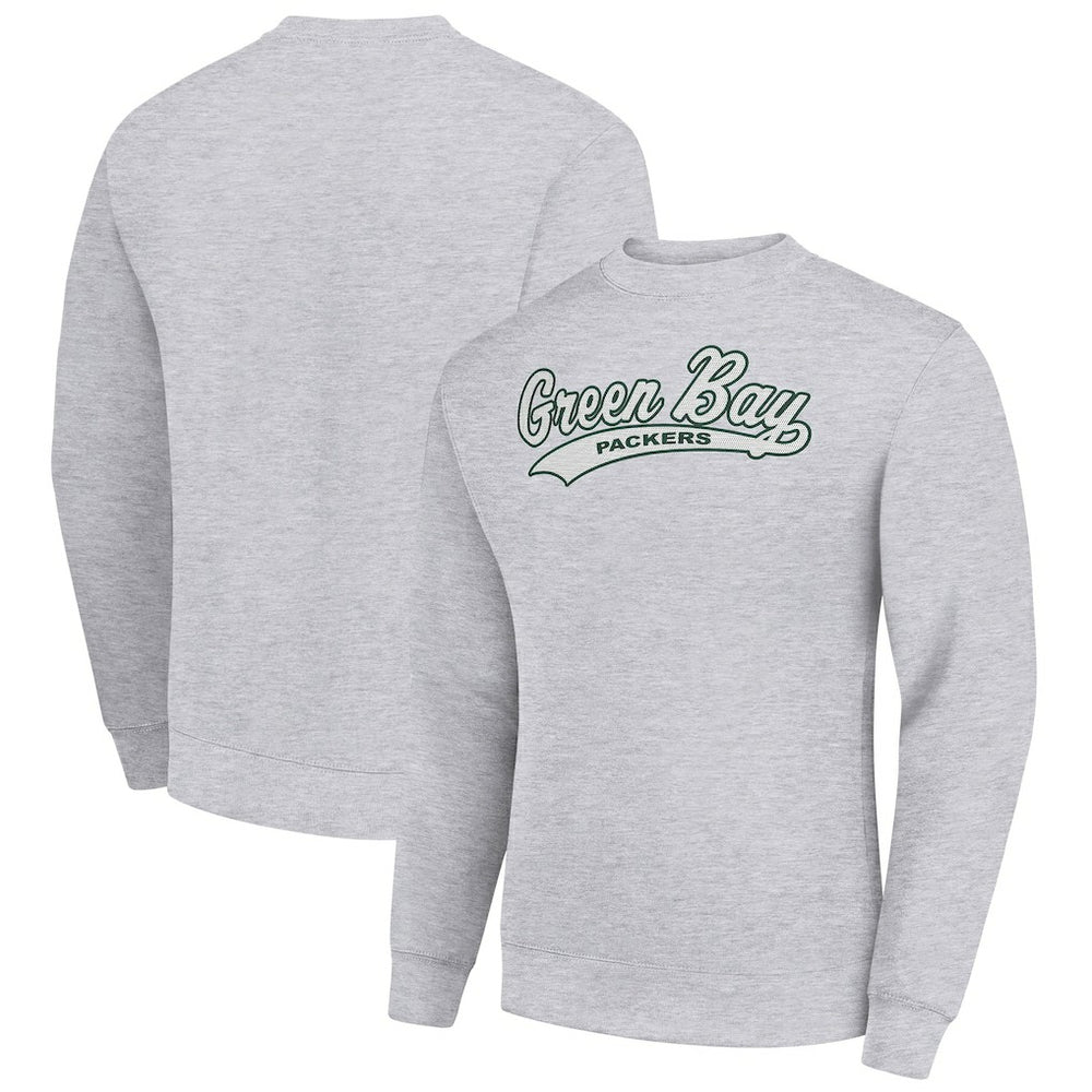 Green Bay Packers Starter Tailsweep Team Graphic Tri-Blend Fleece Pullover Sweatshirt - Heather Gray sale