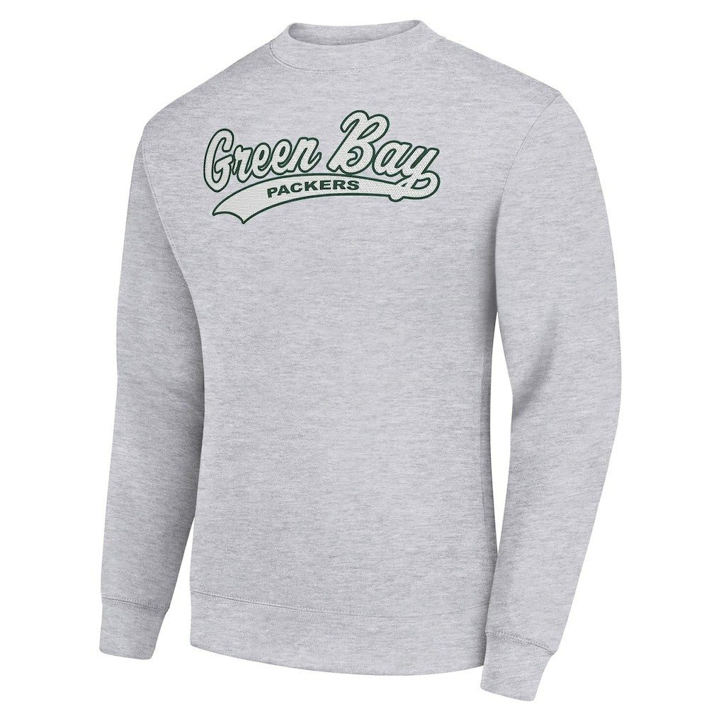 Green Bay Packers Starter Tailsweep Team Graphic Tri-Blend Fleece Pullover Sweatshirt - Heather Gray sale