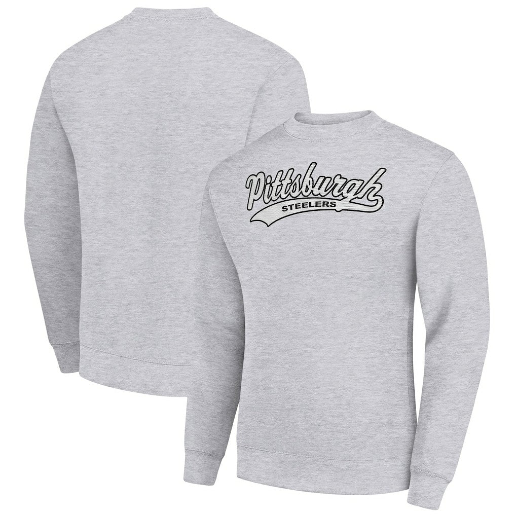 Pittsburgh Steelers Starter Tailsweep Team Graphic Tri-Blend Fleece Pullover Sweatshirt - Heather Gray discount