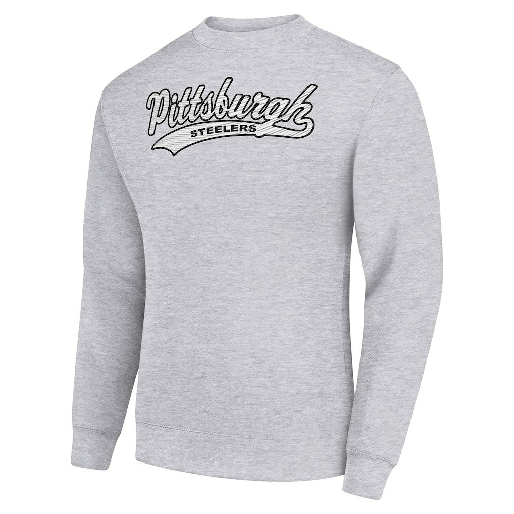 Pittsburgh Steelers Starter Tailsweep Team Graphic Tri-Blend Fleece Pullover Sweatshirt - Heather Gray discount