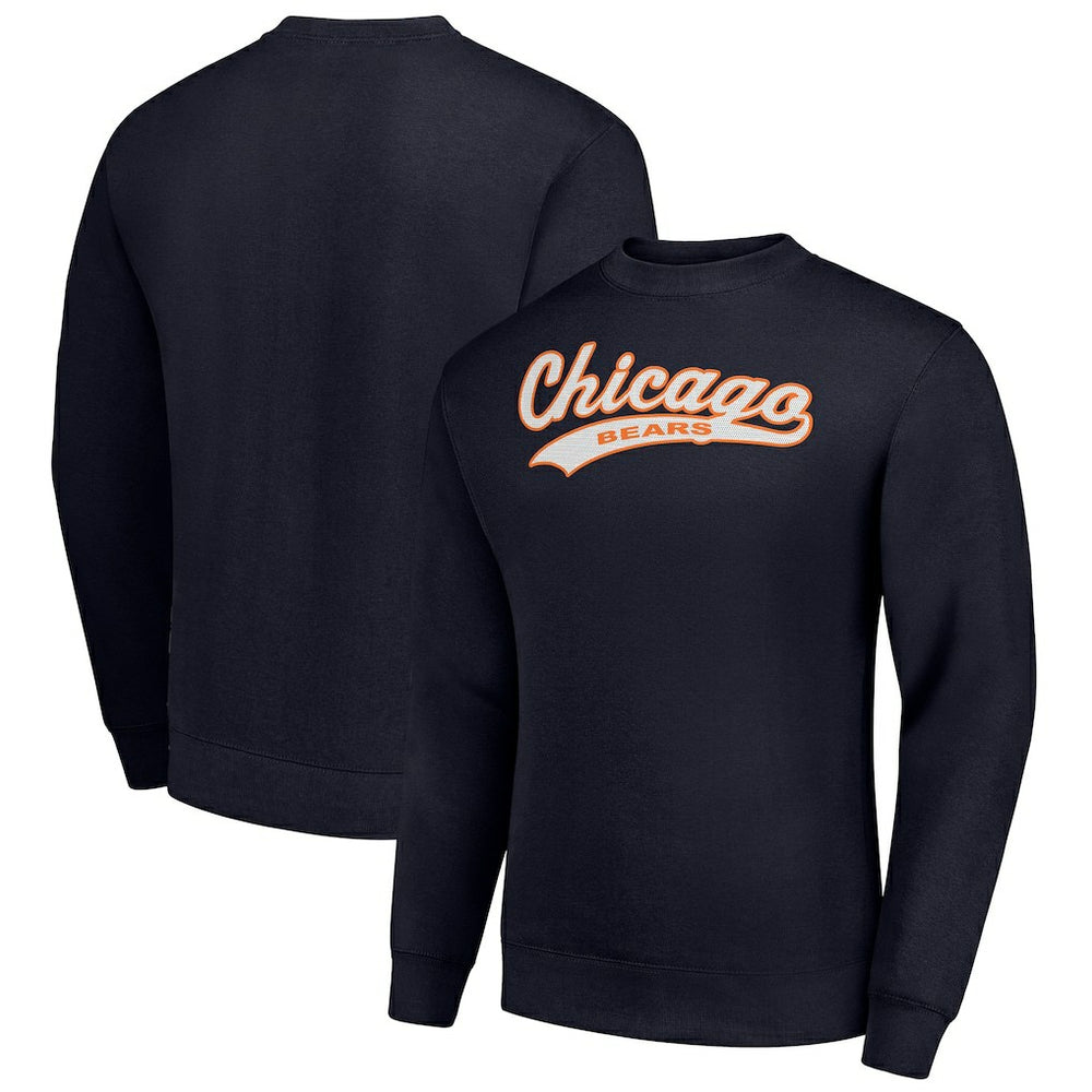 Chicago Bears Starter Tailsweep Team Graphic Tri-Blend Fleece Pullover Sweatshirt - Navy sale