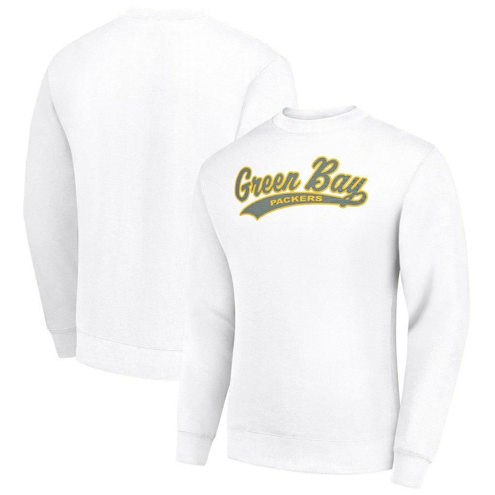 Green Bay Packers Starter Tailsweep Team Graphic Tri-Blend Fleece Pullover Sweatshirt - White cheap