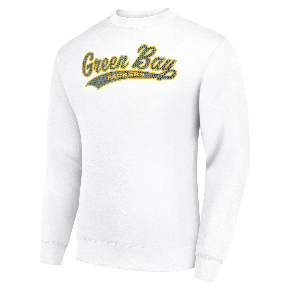 Green Bay Packers Starter Tailsweep Team Graphic Tri-Blend Fleece Pullover Sweatshirt - White cheap