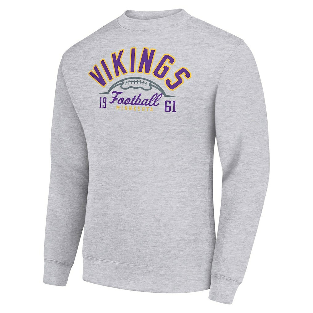 Minnesota Vikings Starter Half Ball Team Graphic Tri-Blend Fleece Pullover Sweatshirt - Heather Gray online