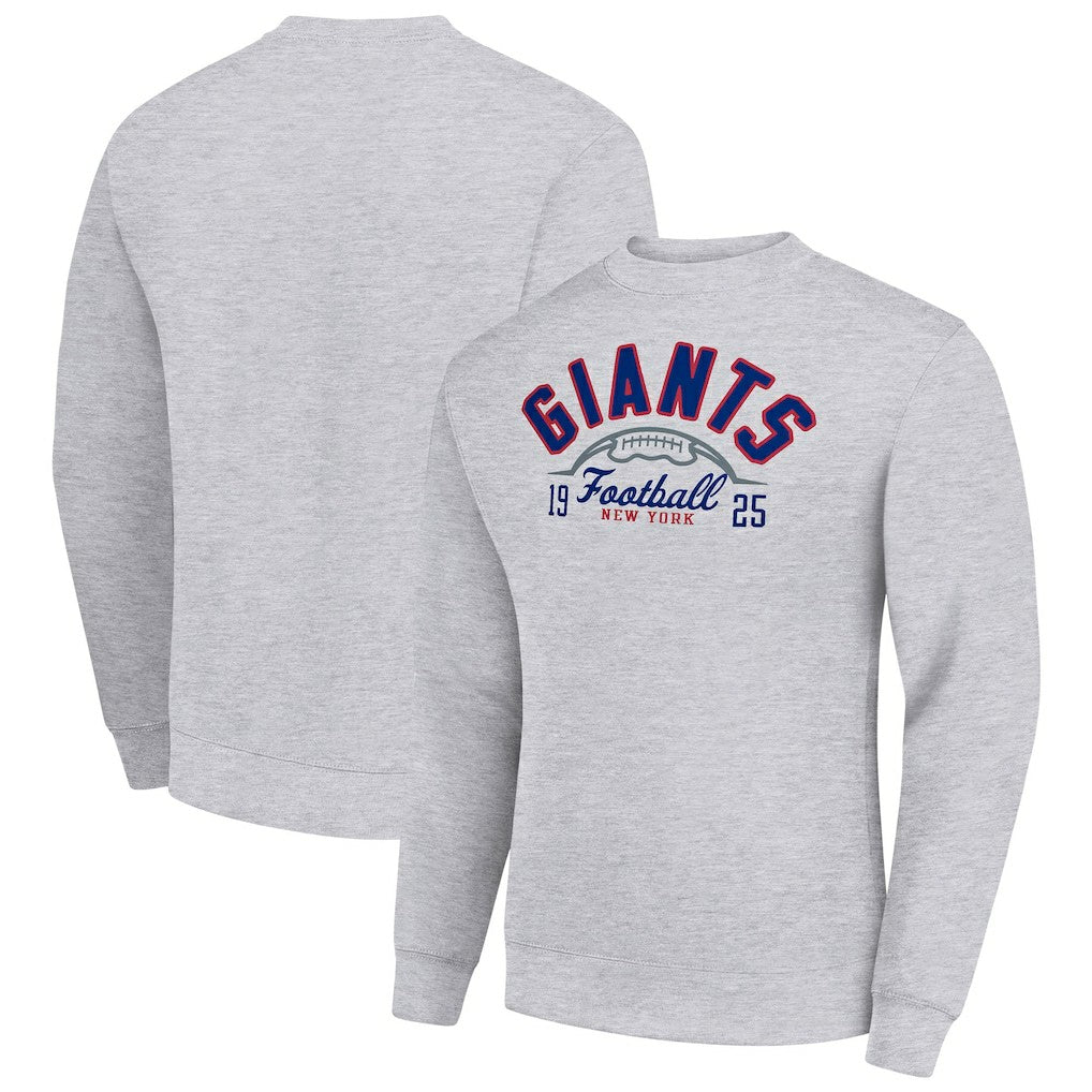 New York Giants Starter Half Ball Team Graphic Tri-Blend Fleece Pullover Sweatshirt - Heather Gray for sale