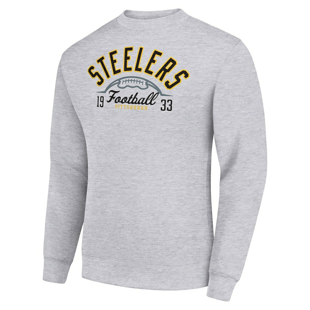 Pittsburgh Steelers Starter Half Ball Team Graphic Tri-Blend Fleece Pullover Sweatshirt - Heather Gray sale