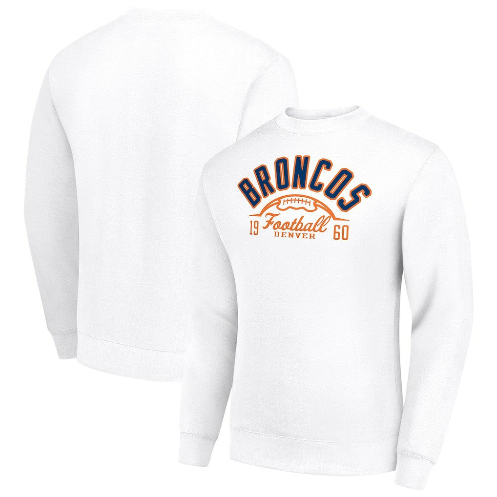 Denver Broncos Starter Half Ball Team Graphic Tri-Blend Fleece Pullover Sweatshirt - White outlet