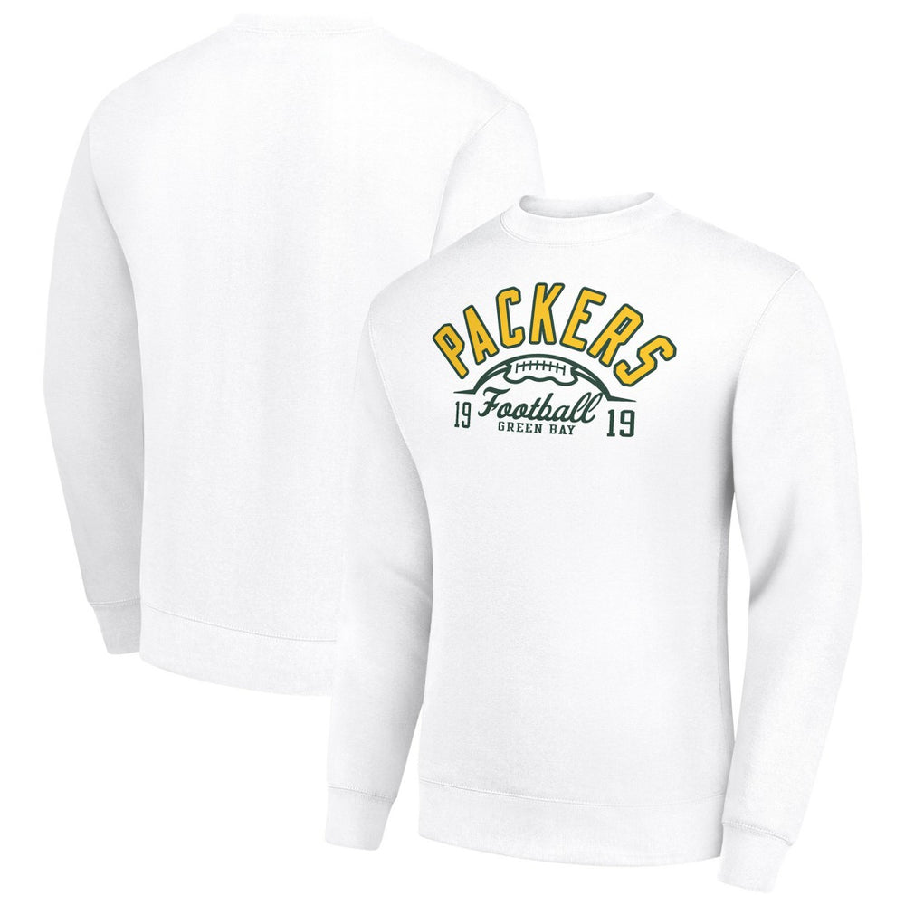 Green Bay Packers Starter Half Ball Team Graphic Tri-Blend Fleece Pullover Sweatshirt - White for sale