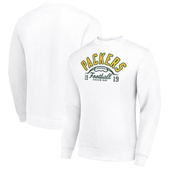 Green Bay Packers Starter Half Ball Team Graphic Tri-Blend Fleece Pullover Sweatshirt - White for sale