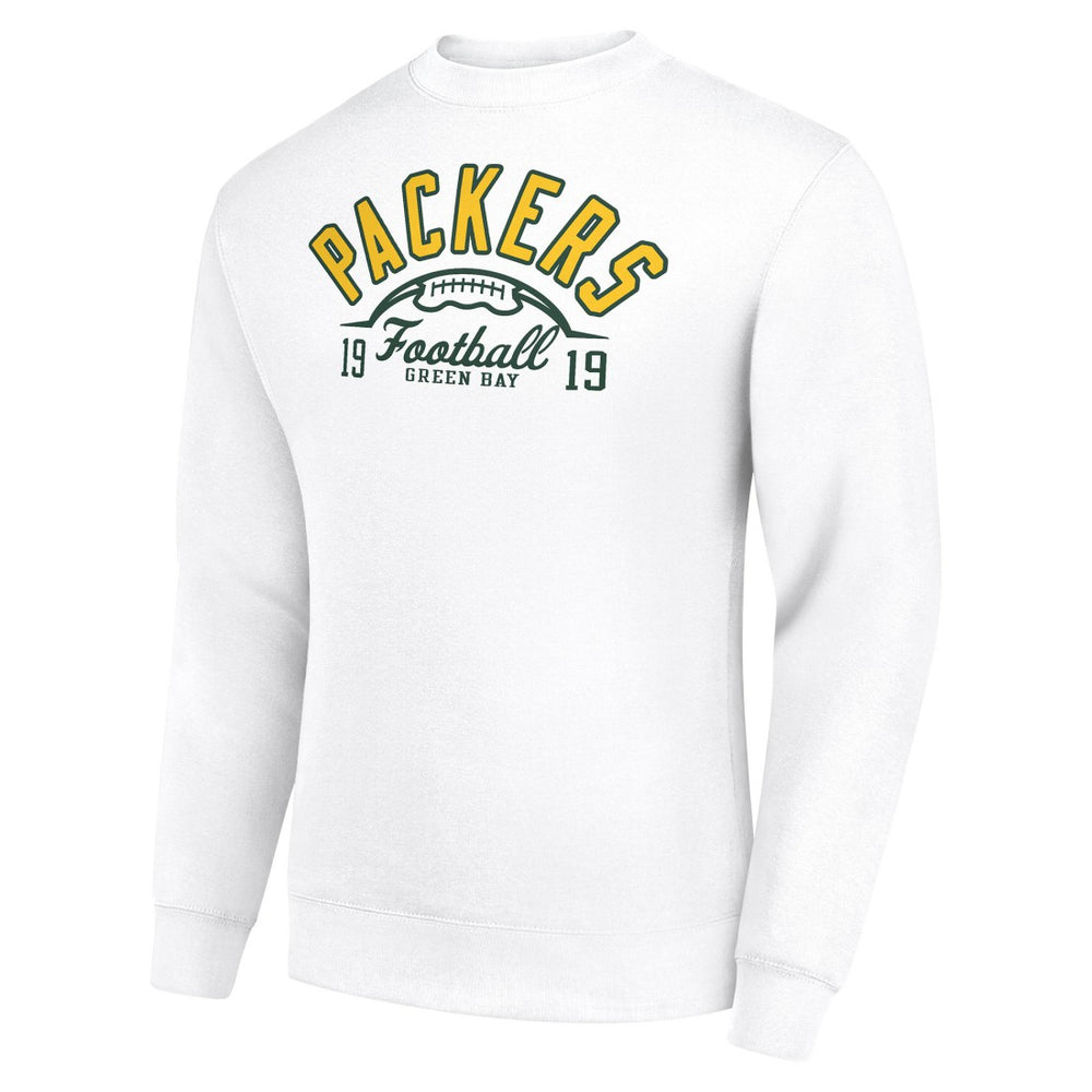 Green Bay Packers Starter Half Ball Team Graphic Tri-Blend Fleece Pullover Sweatshirt - White for sale