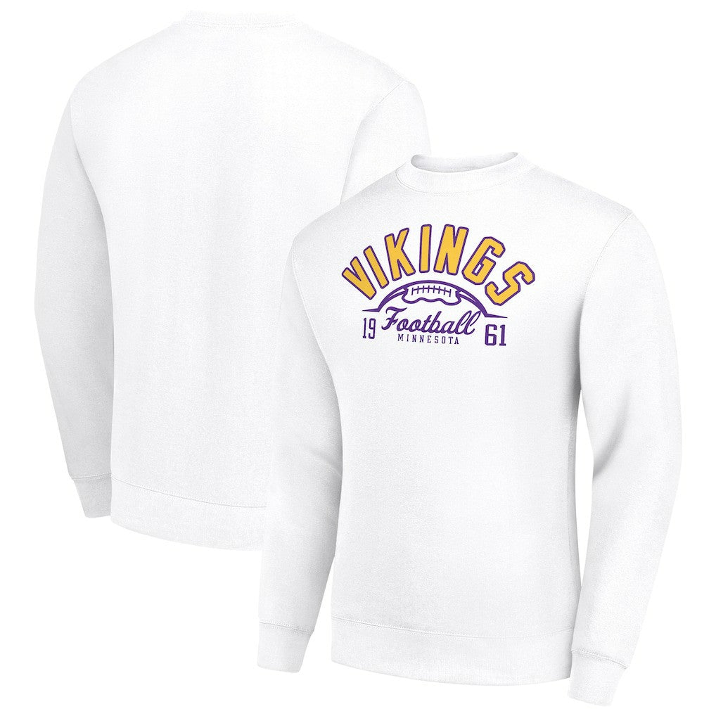 Minnesota Vikings Starter Half Ball Team Graphic Tri-Blend Fleece Pullover Sweatshirt - White for sale