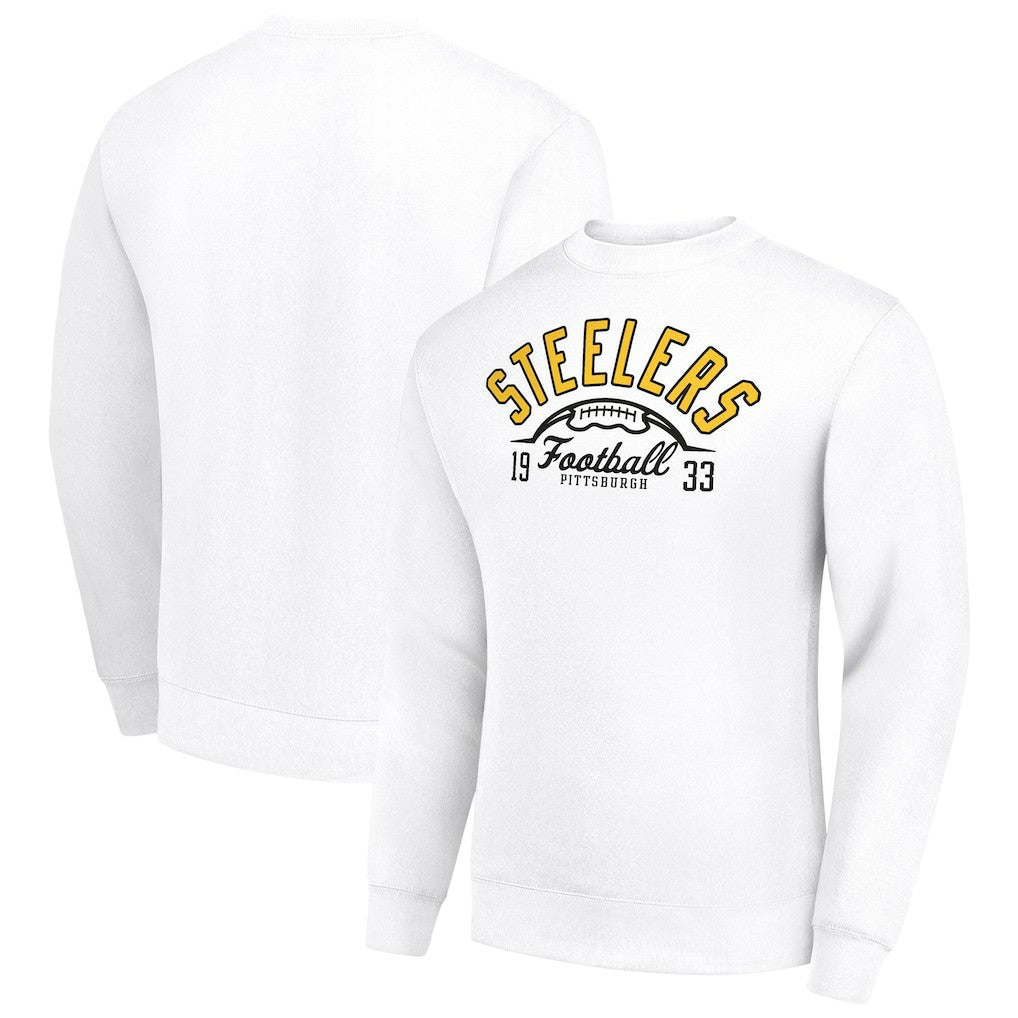 Pittsburgh Steelers Starter Half Ball Team Graphic Tri-Blend Fleece Pullover Sweatshirt - White sale