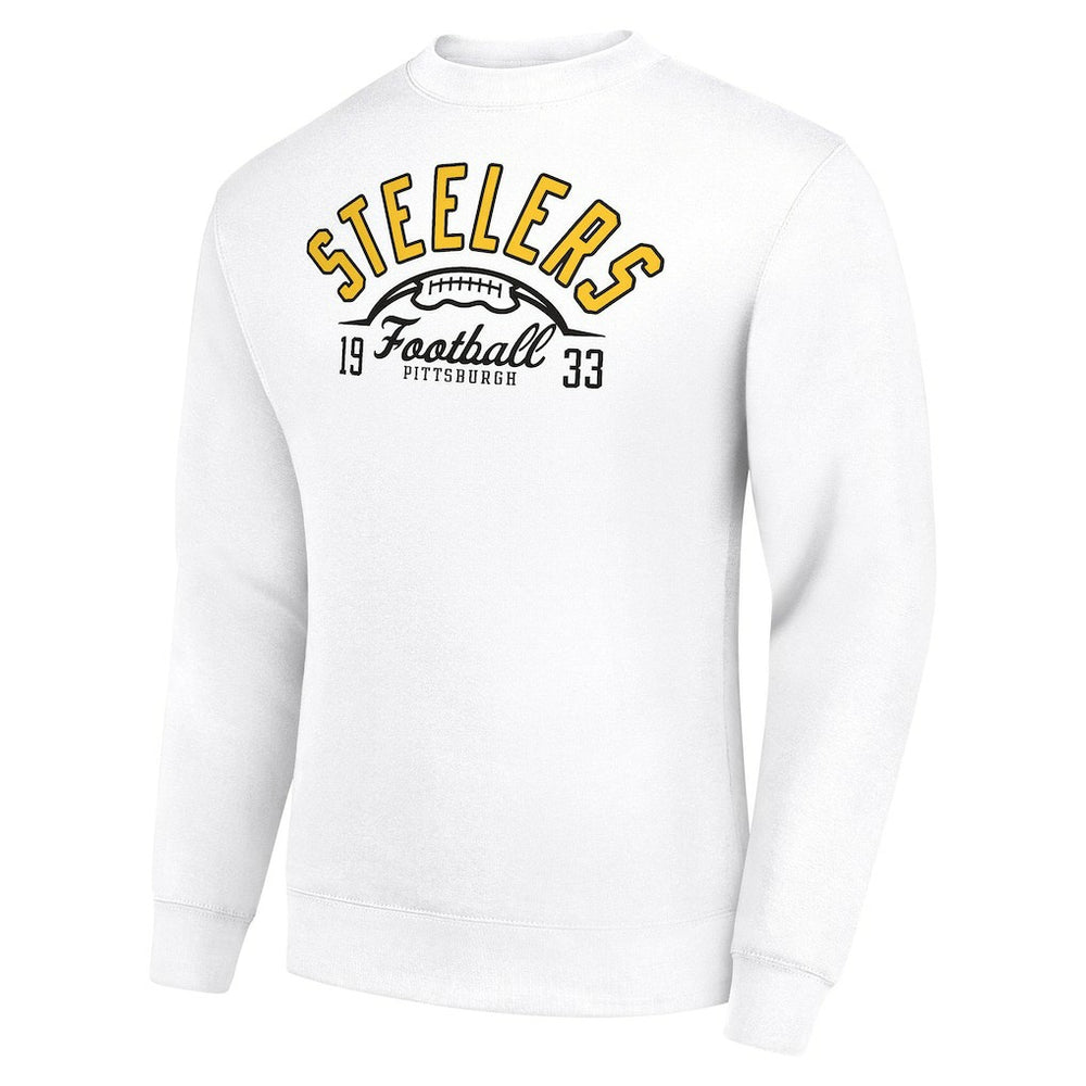 Pittsburgh Steelers Starter Half Ball Team Graphic Tri-Blend Fleece Pullover Sweatshirt - White sale
