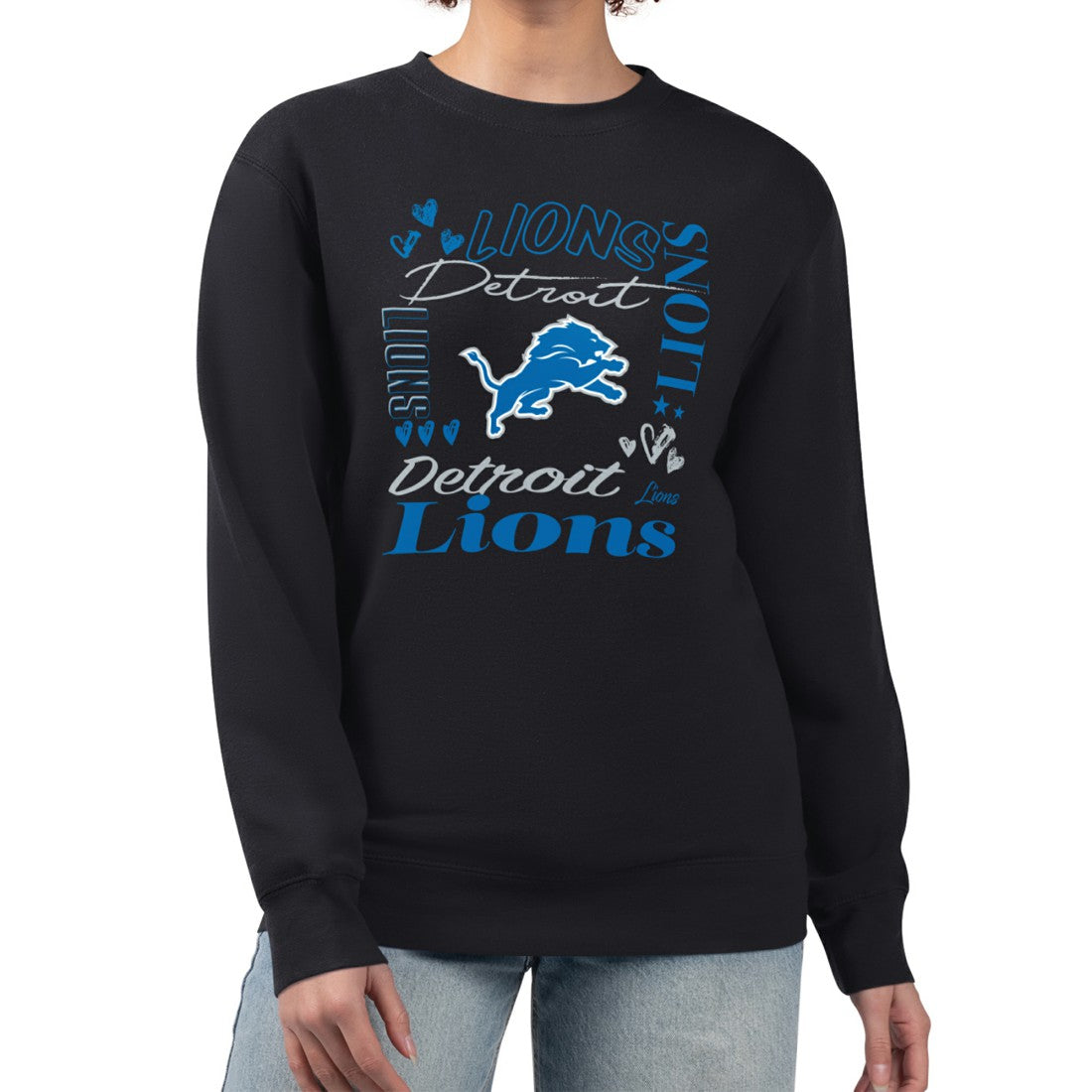 Detroit Lions G-III 4Her by Carl Banks Women's Collage Graphic Fleece Pullover Sweatshirt - Black cheap