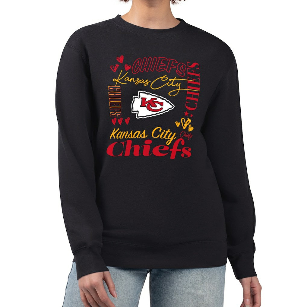 Kansas City Chiefs G-III 4Her by Carl Banks Women's Collage Graphic Fleece Pullover Sweatshirt - Black on sale