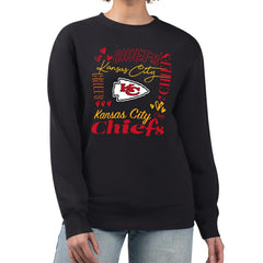 Kansas City Chiefs G-III 4Her by Carl Banks Women's Collage Graphic Fleece Pullover Sweatshirt - Black on sale