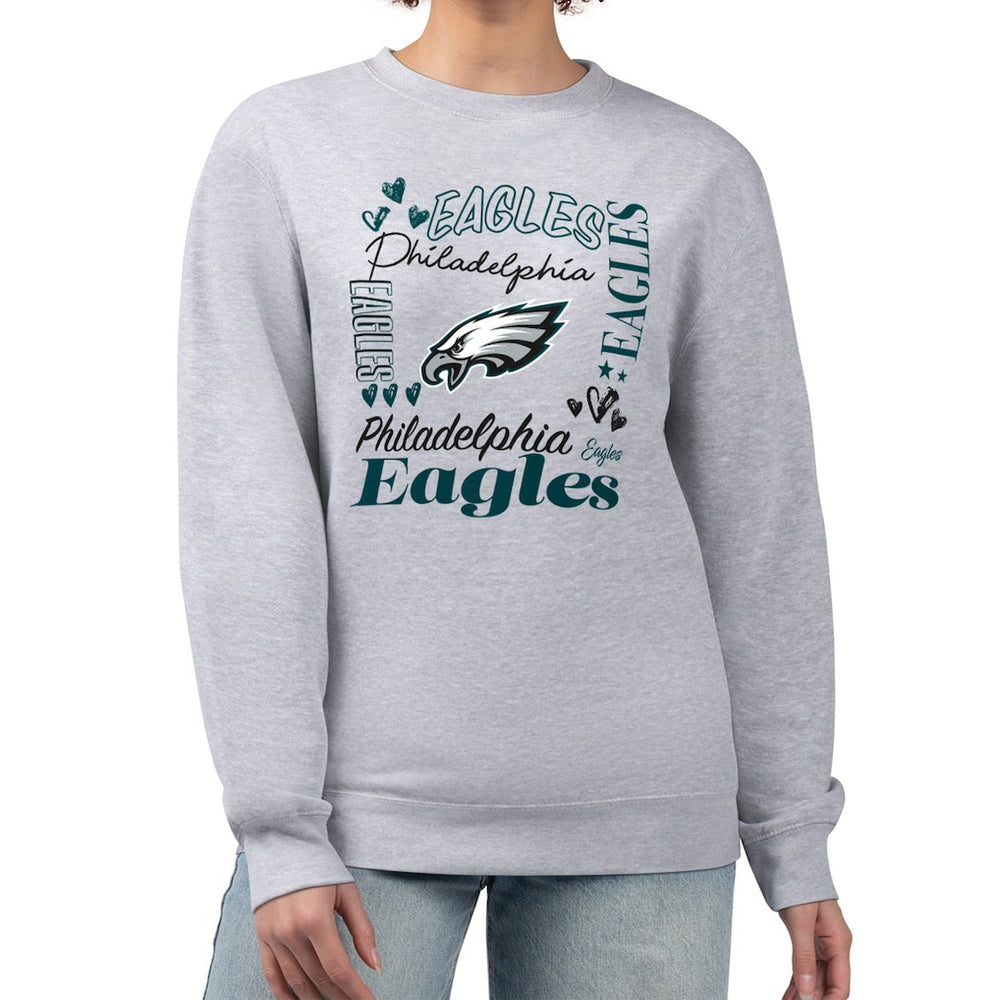 Philadelphia Eagles G-III 4Her by Carl Banks Women's Collage Graphic Fleece Pullover Sweatshirt - Heather Gray discount