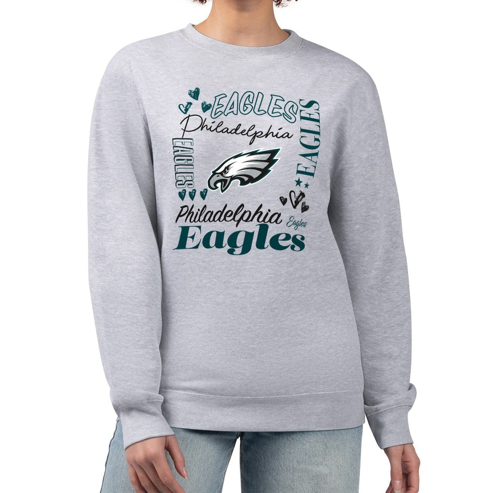 Philadelphia Eagles G-III 4Her by Carl Banks Women's Collage Graphic Fleece Pullover Sweatshirt - Heather Gray discount
