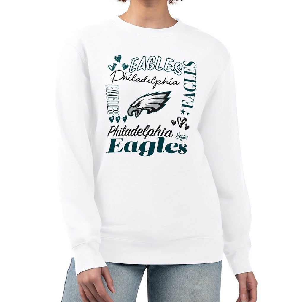 Philadelphia Eagles G-III 4Her by Carl Banks Women's Collage Graphic Fleece Pullover Sweatshirt - White discount