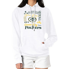 Green Bay Packers G-III 4Her by Carl Banks Women's Collage Graphic Fleece Pullover Hoodie - White outlet